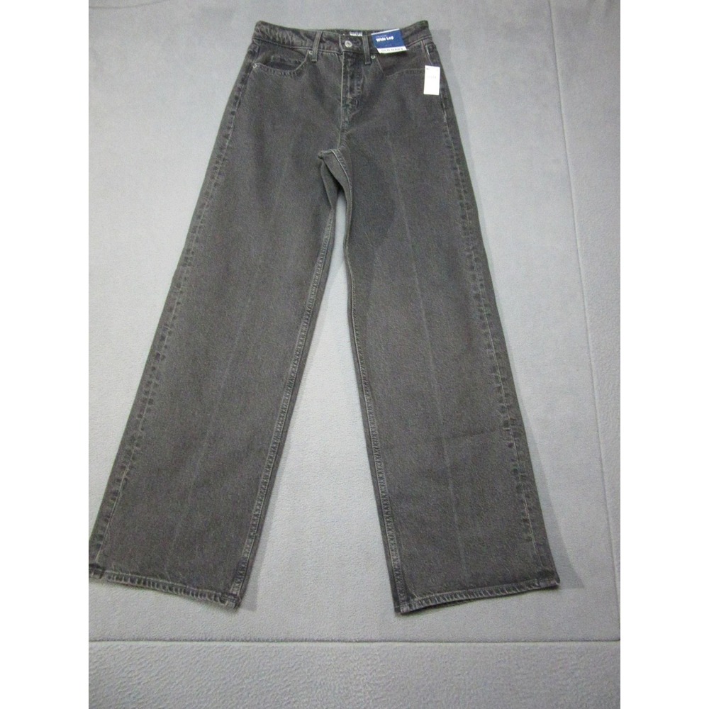 Old Navy Wide Leg Jeans Womens 0 Black NWT Extra High Rise Smooth Pockets